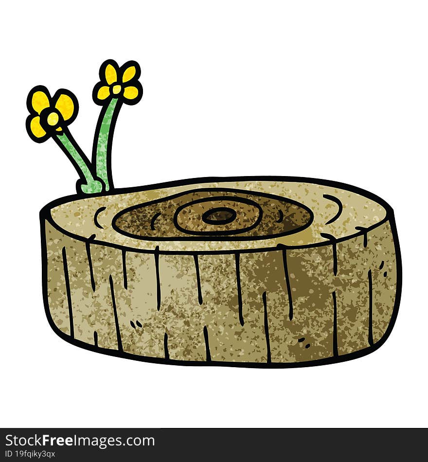 cartoon doodle tree log