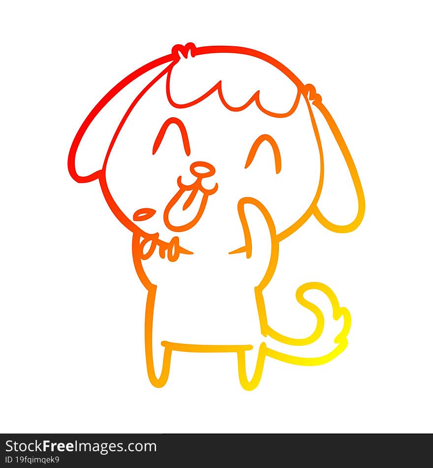 warm gradient line drawing rude dog cartoon