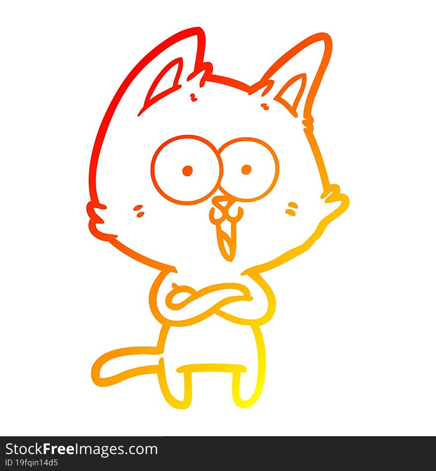 warm gradient line drawing funny cartoon cat