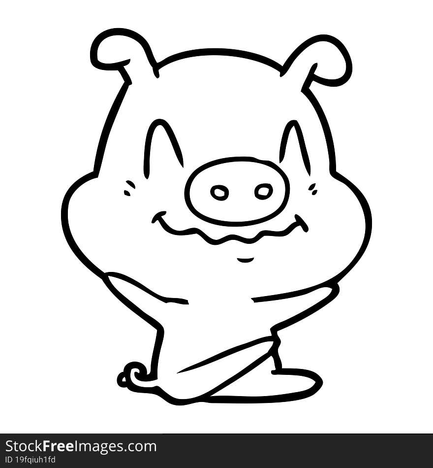 nervous cartoon pig sitting. nervous cartoon pig sitting