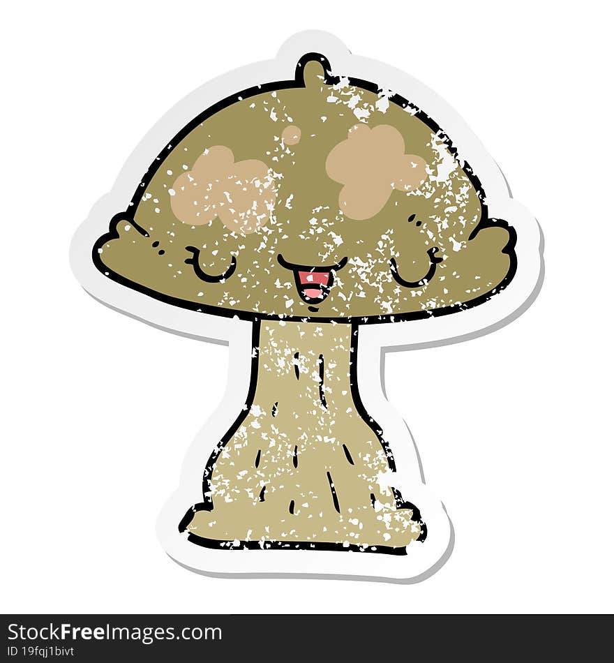 distressed sticker of a cartoon toadstool