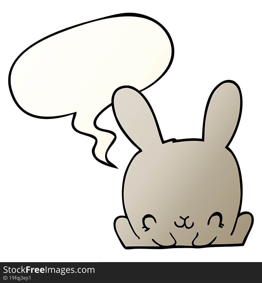 cartoon rabbit with speech bubble in smooth gradient style