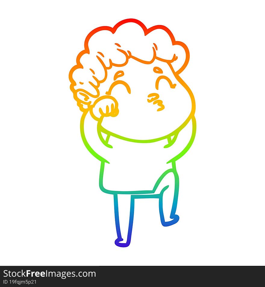 rainbow gradient line drawing cartoon man pouting