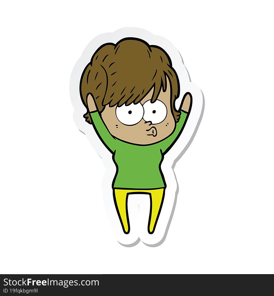 sticker of a cartoon woman