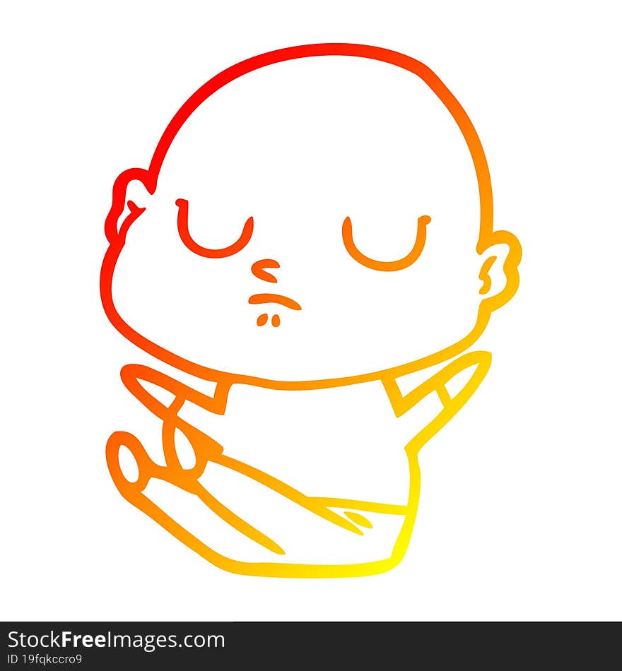 warm gradient line drawing of a cartoon bald man