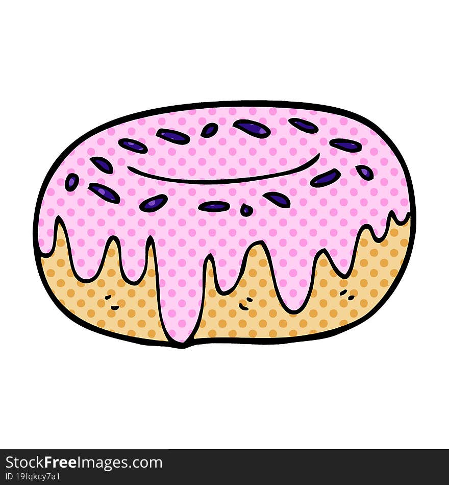 cartoon doodle donut with sprinkles