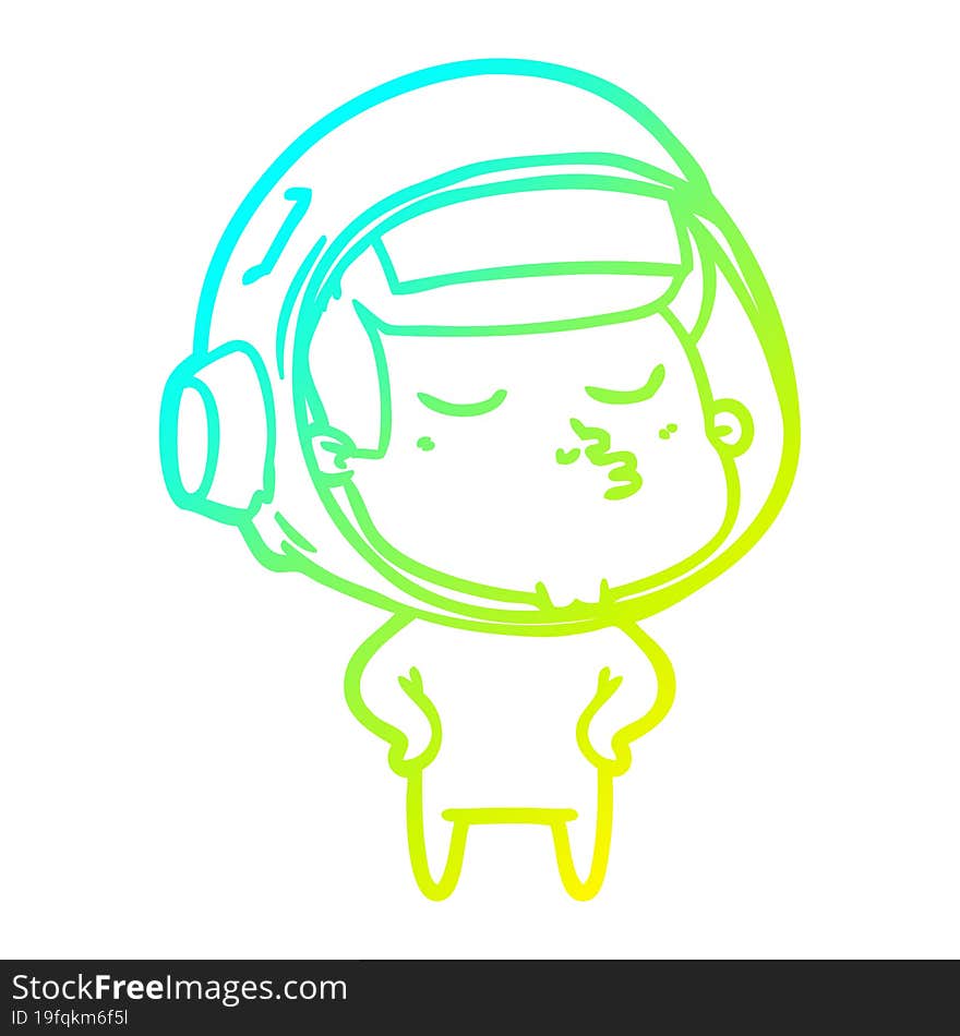 cold gradient line drawing cartoon confident astronaut