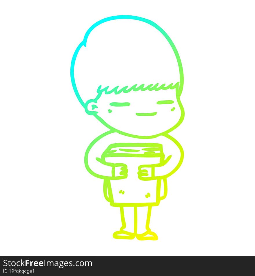 cold gradient line drawing cartoon smug boy