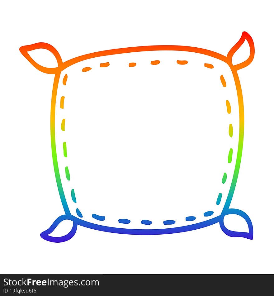 rainbow gradient line drawing of a cartoon plain cushion