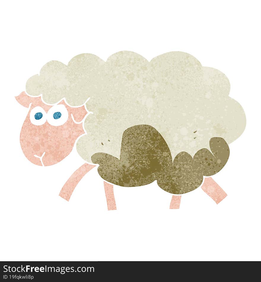 retro cartoon muddy sheep