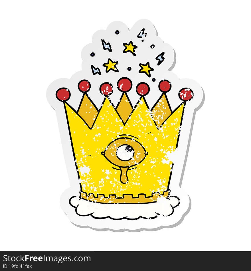 distressed sticker of a cartoon magic crown