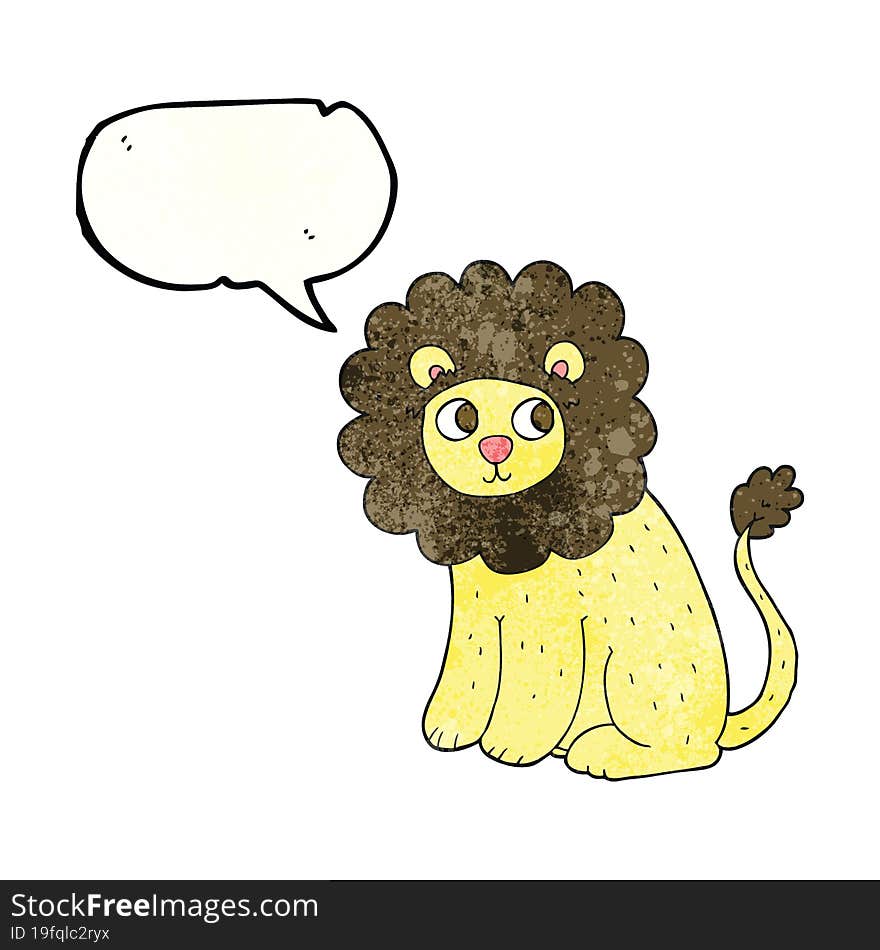 Speech Bubble Textured Cartoon Cute Lion