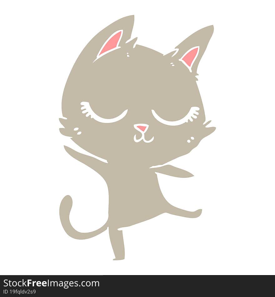 calm flat color style cartoon cat