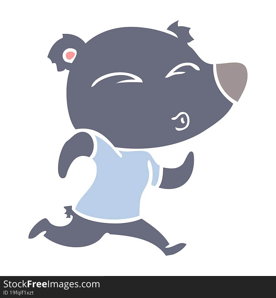 flat color style cartoon jogging bear