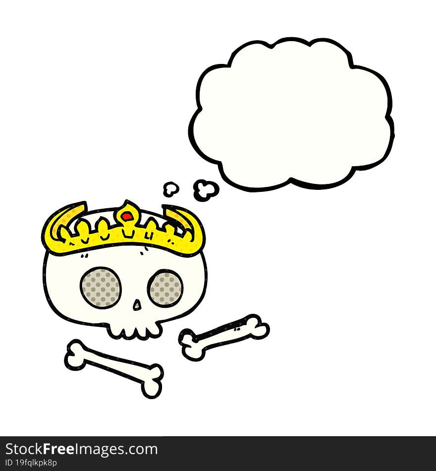 thought bubble cartoon skull wearing tiara