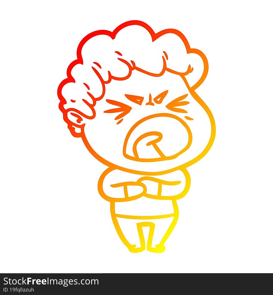 warm gradient line drawing cartoon furious man