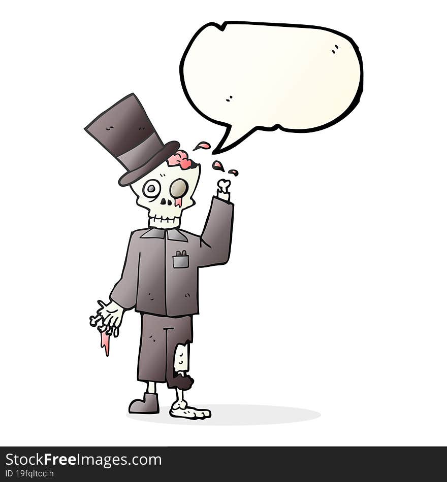 freehand drawn speech bubble cartoon posh zombie