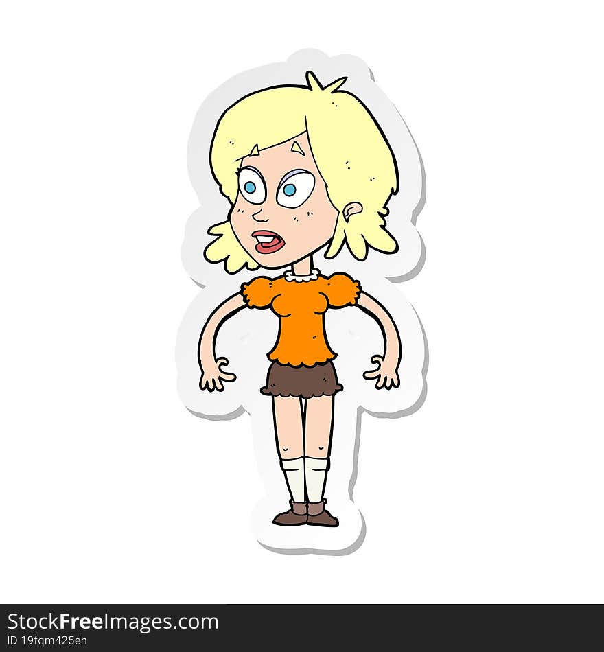 sticker of a cartoon surprised woman