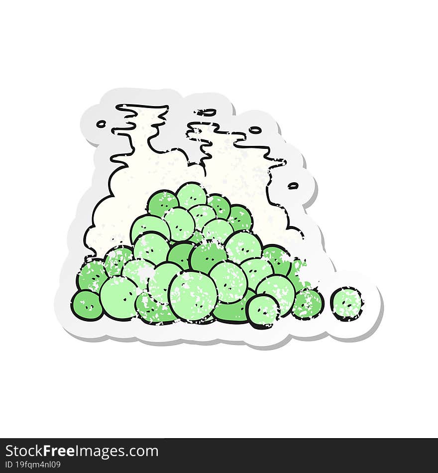 retro distressed sticker of a cartoon peas