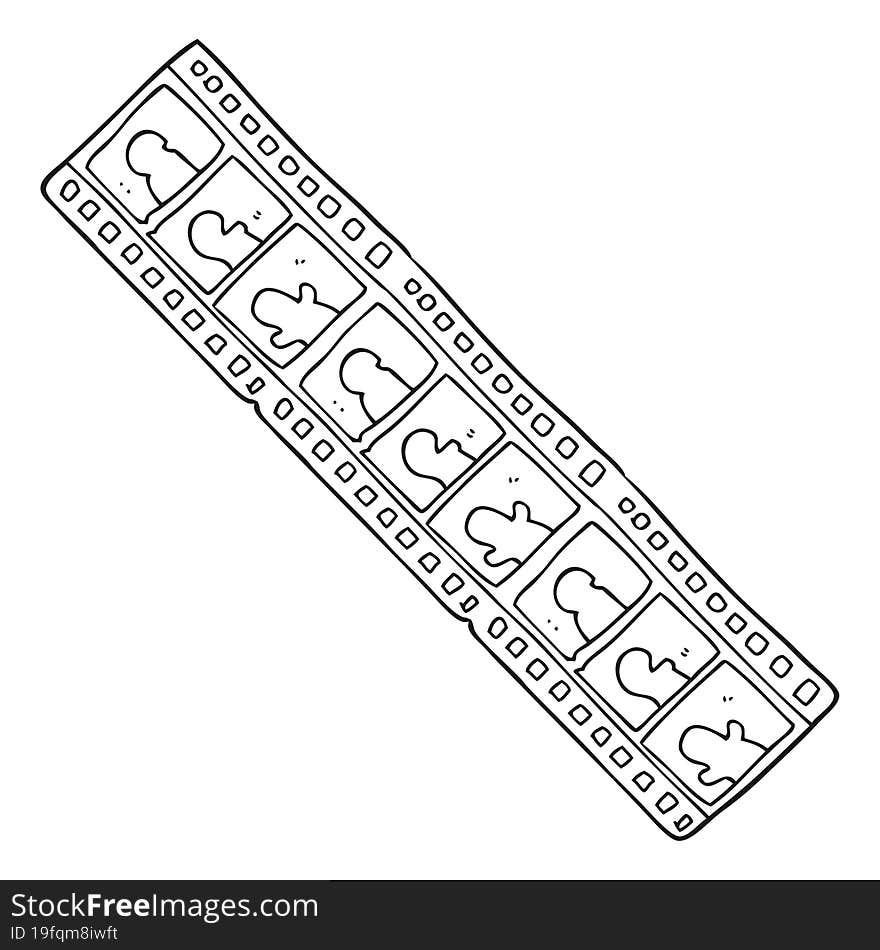 freehand drawn black and white cartoon film strip