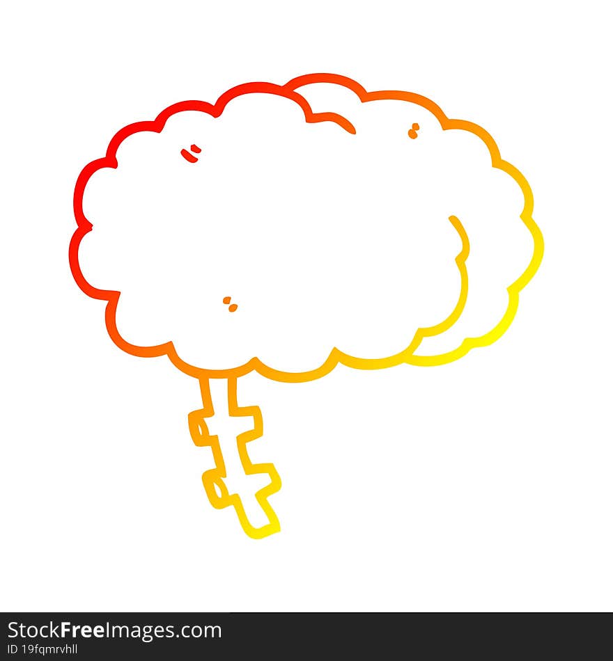 warm gradient line drawing cartoon brain