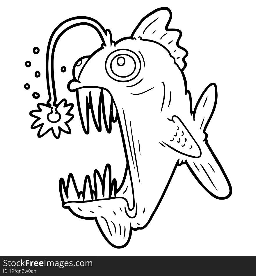 cartoon lantern fish. cartoon lantern fish