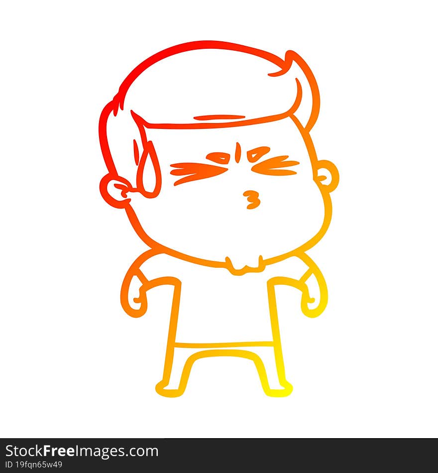 warm gradient line drawing cartoon frustrated man