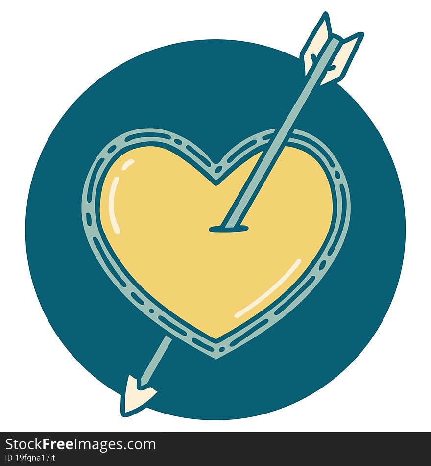 Tattoo Style Icon Of An Arrow And Heart