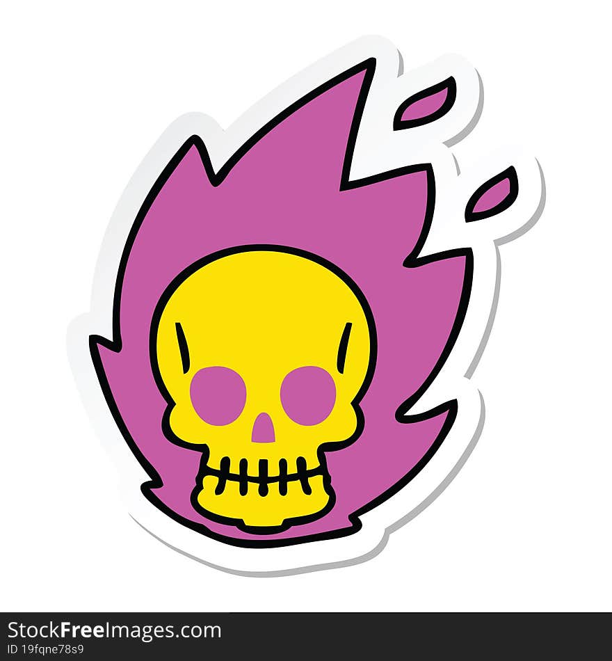 sticker of a quirky hand drawn cartoon skull