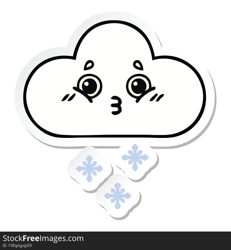 Sticker Of A Cute Cartoon Snow Cloud