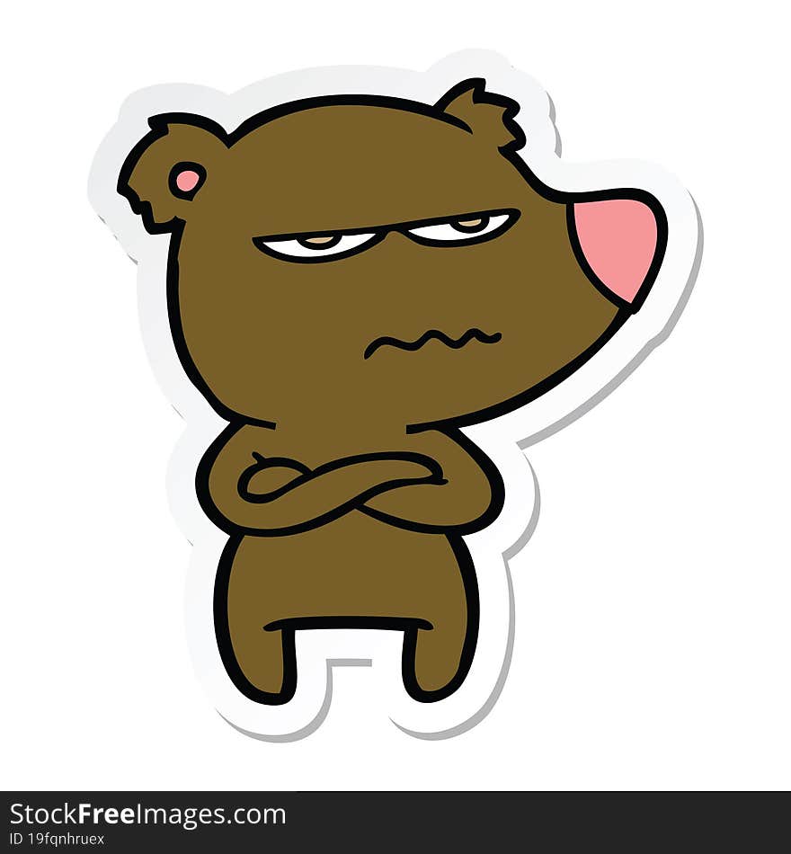 sticker of a annoyed bear cartoon