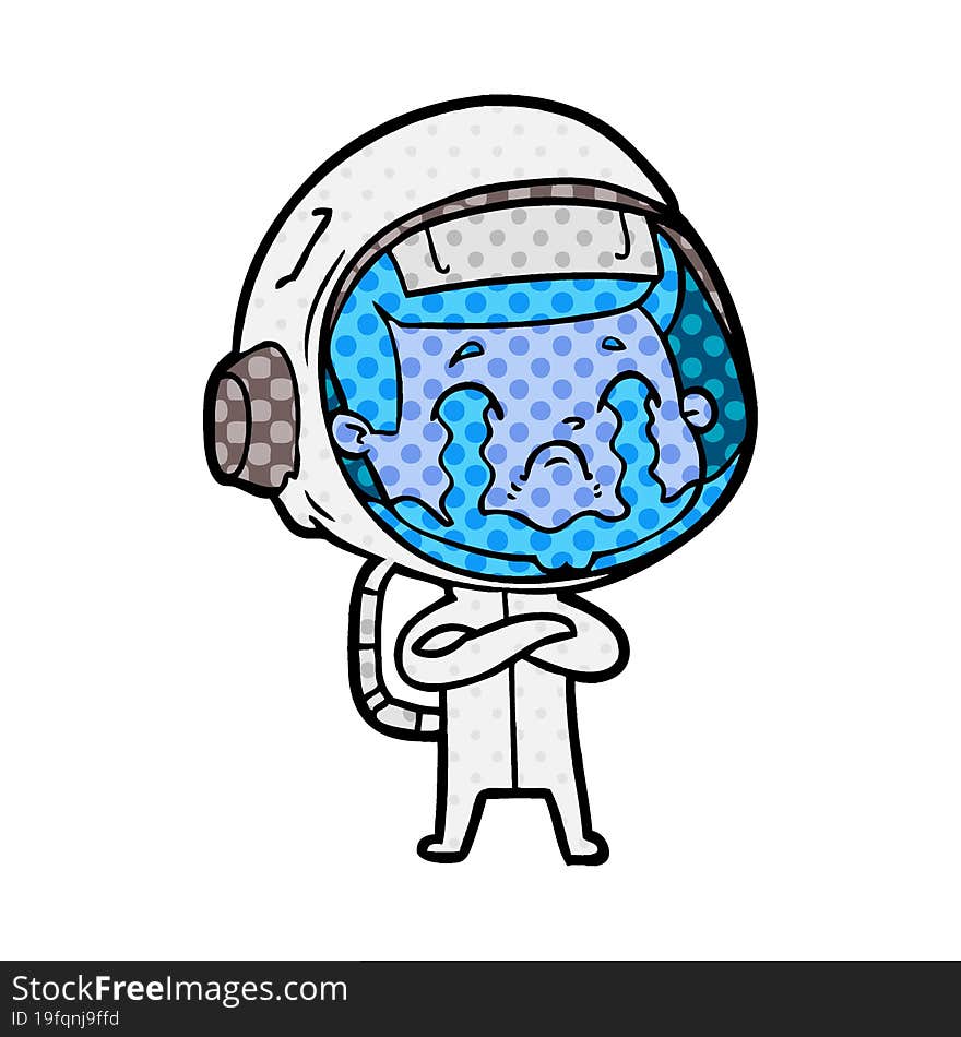 cartoon crying astronaut. cartoon crying astronaut