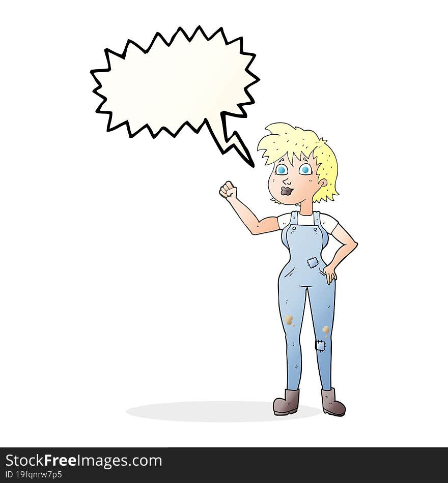 speech bubble cartoon confident farmer woman