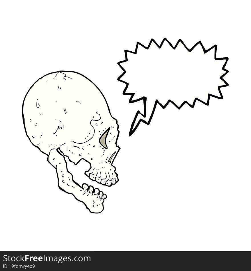 skull illustration with speech bubble