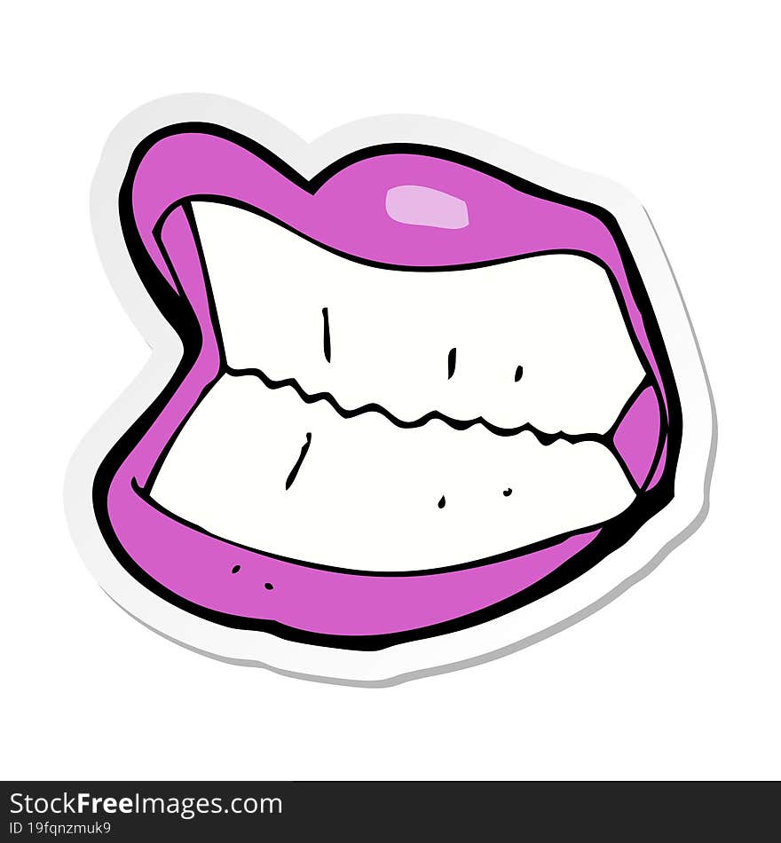 sticker of a cartoon grinning mouth