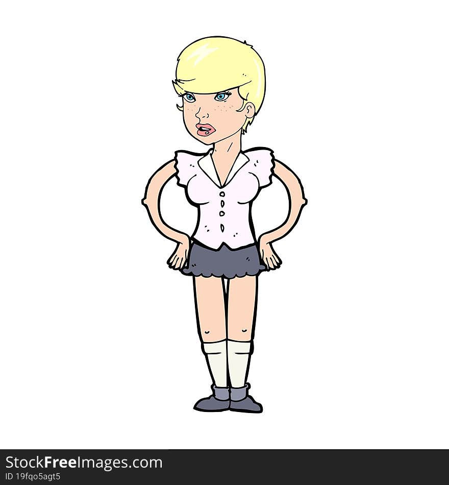 Cartoon Woman With Hands On Hips