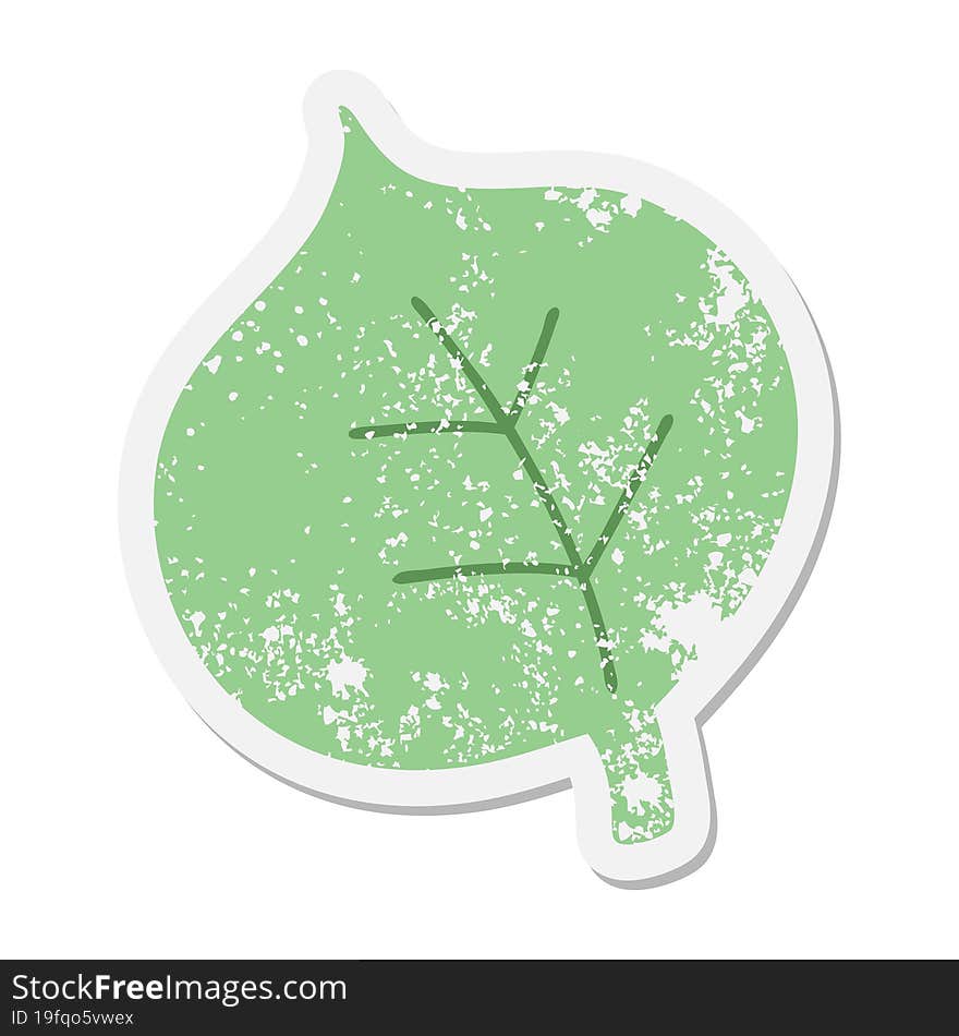 simple cartoon leaf grunge sticker