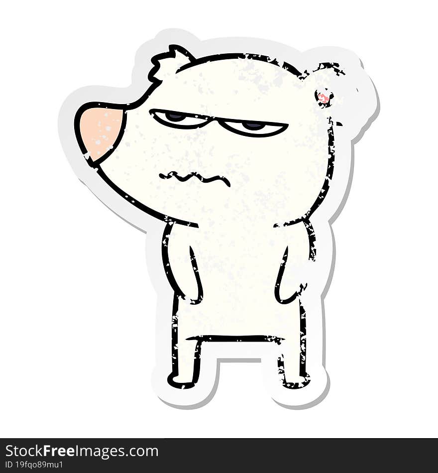 distressed sticker of a angry bear polar cartoon