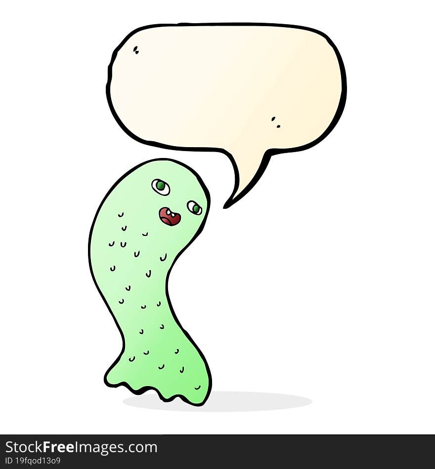 funny cartoon ghost with speech bubble