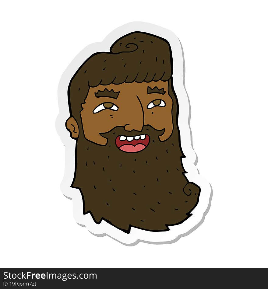 sticker of a cartoon laughing bearded man