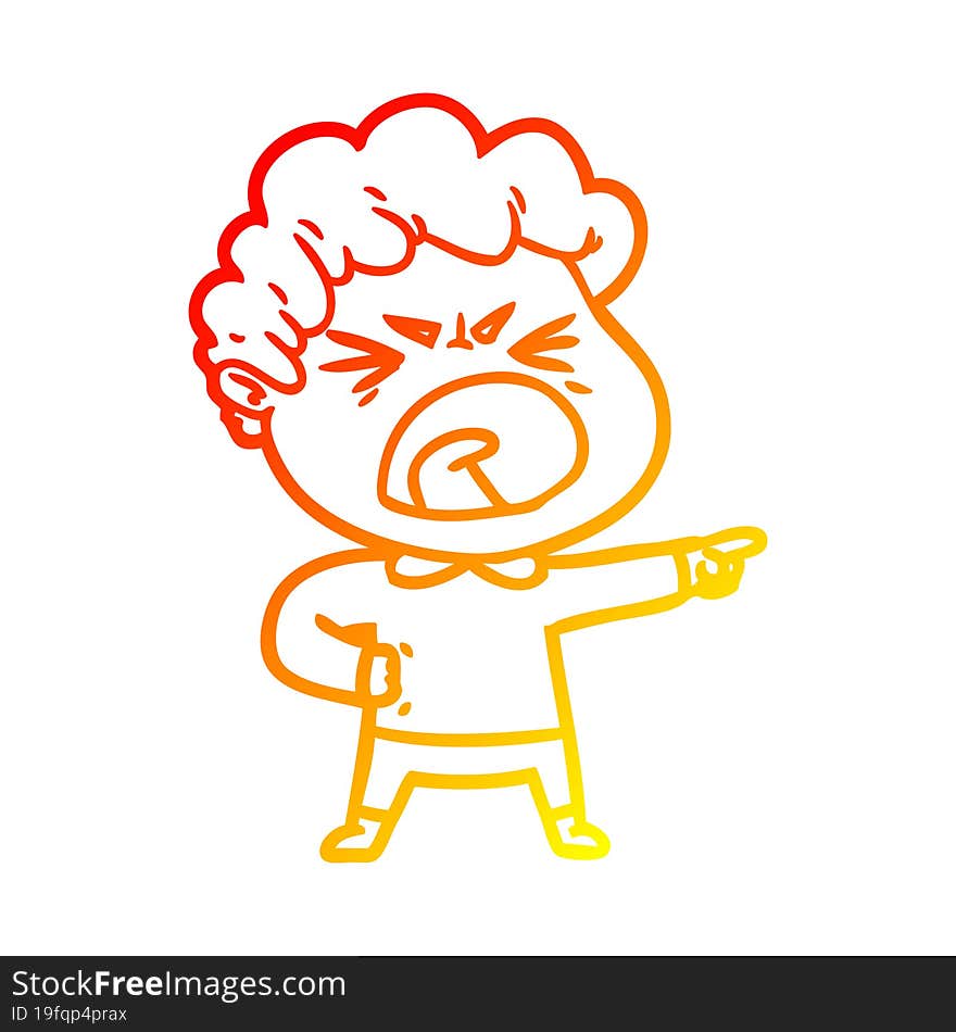 warm gradient line drawing cartoon furious man