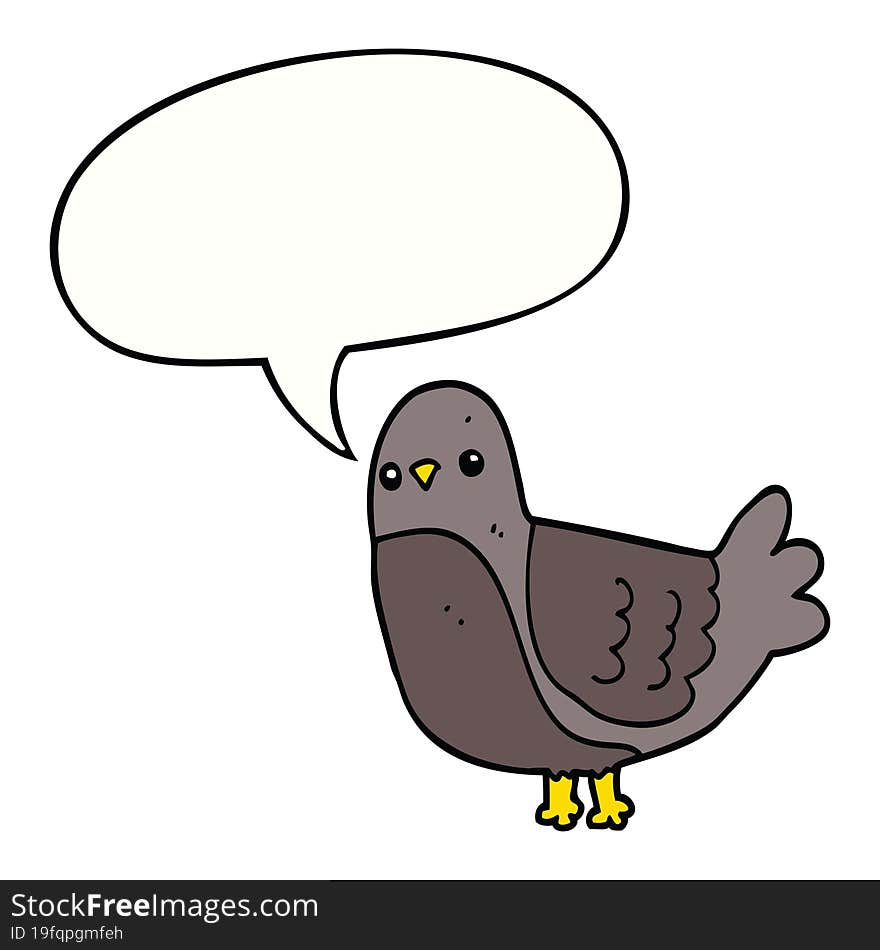 Cartoon Bird And Speech Bubble