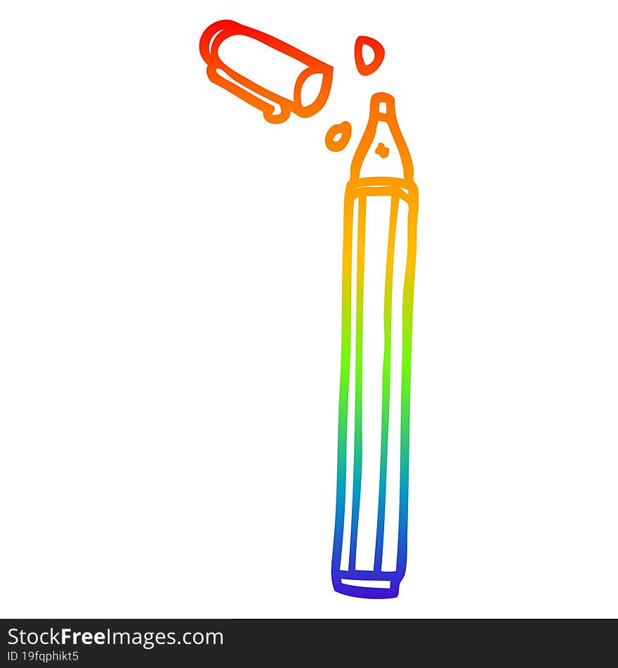 rainbow gradient line drawing cartoon office pen