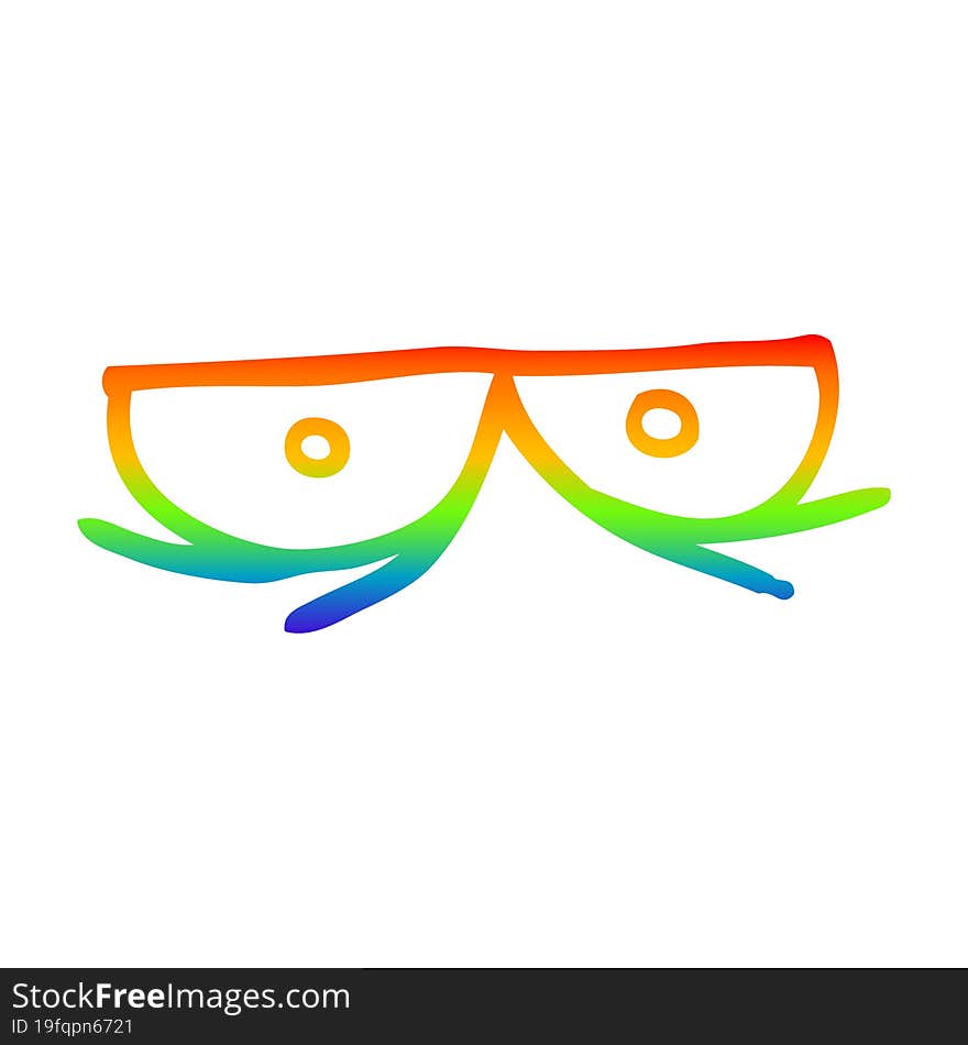 rainbow gradient line drawing spooky cartoon eyes