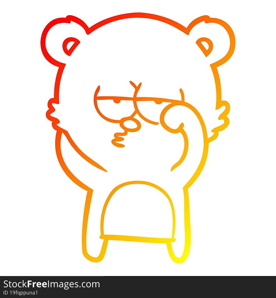 warm gradient line drawing bored bear cartoon