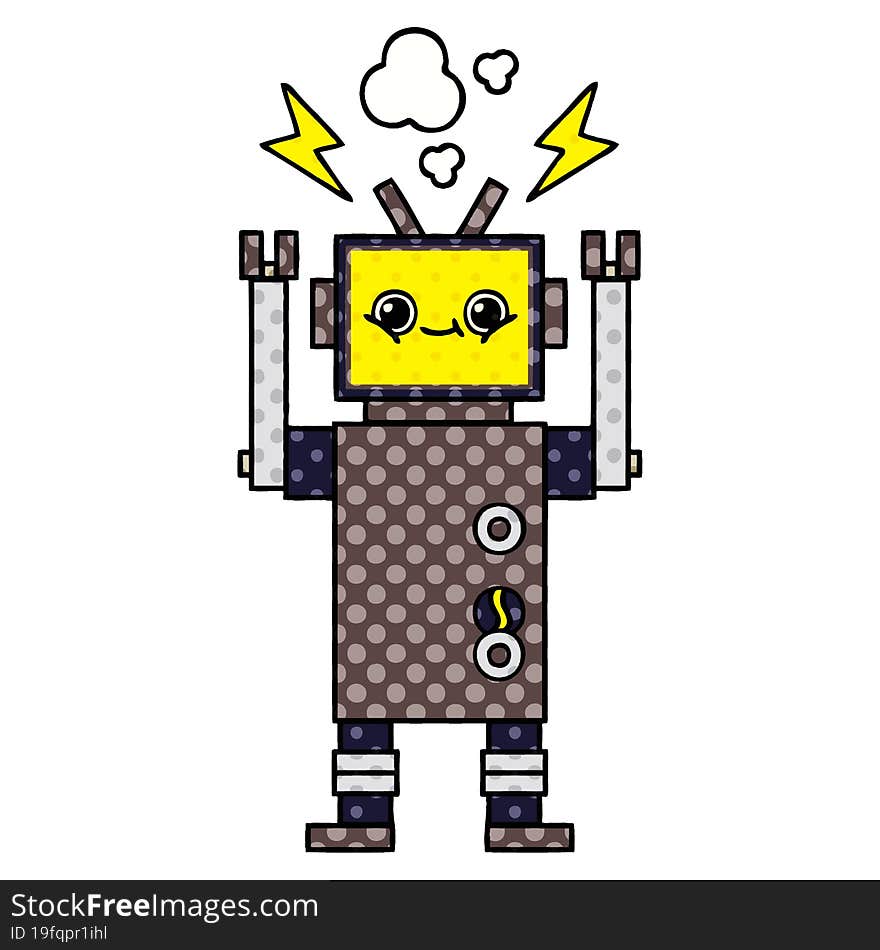 Comic Book Style Cartoon Robot