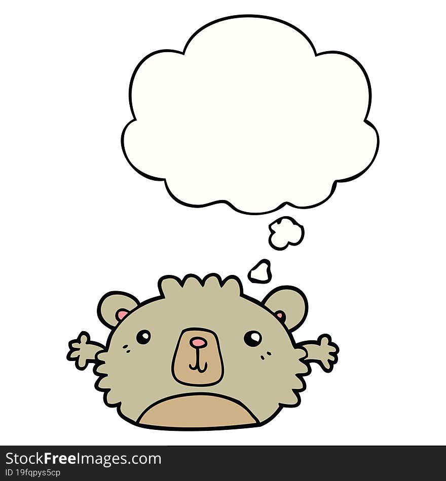 Funny Cartoon Bear And Thought Bubble