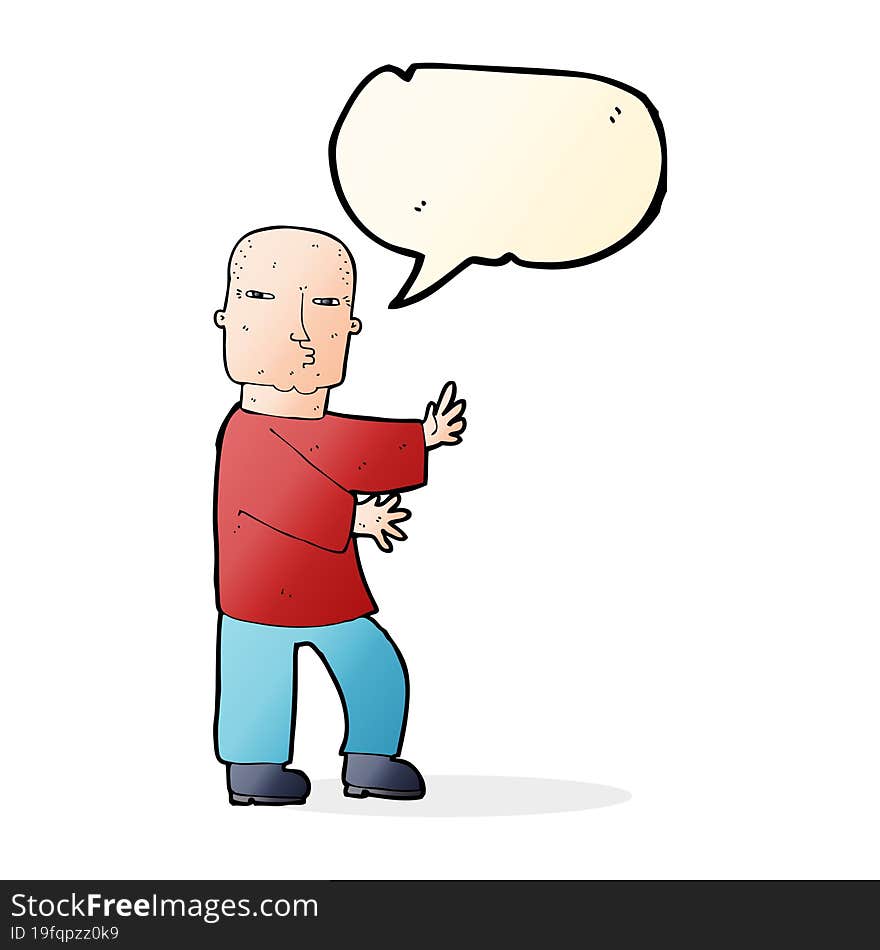 cartoon tough man  with speech bubble