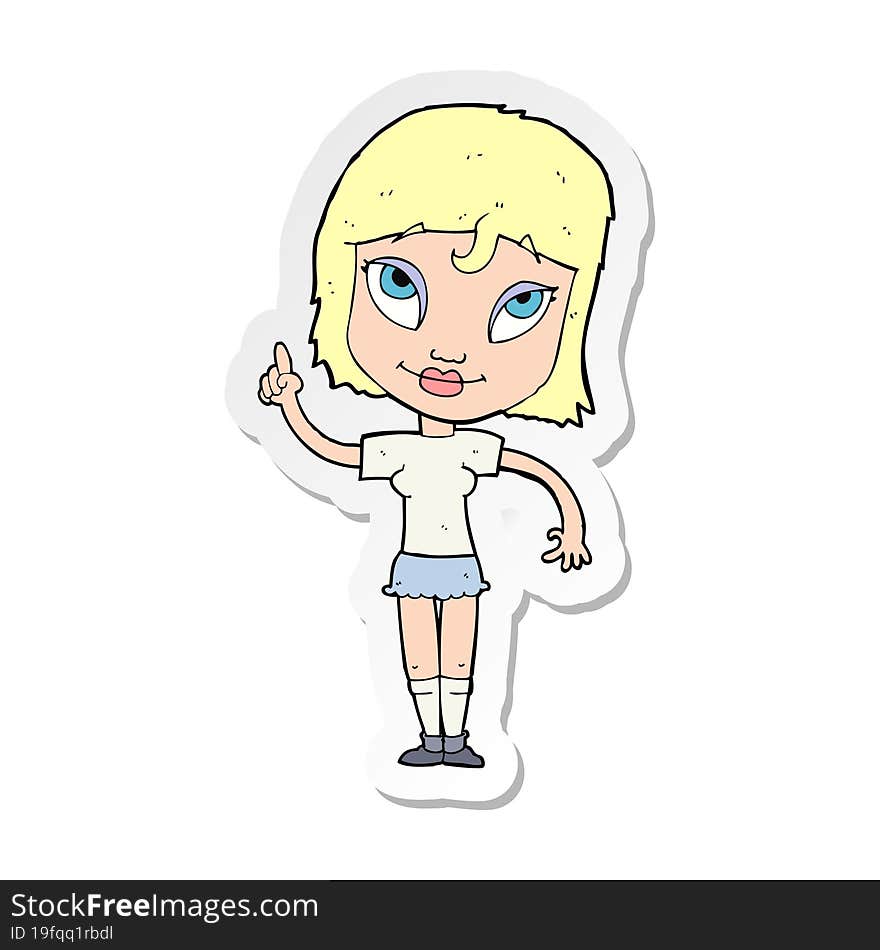 sticker of a cartoon woman with idea