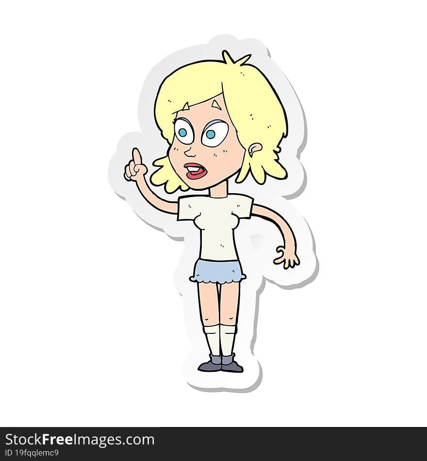 Sticker Of A Cartoon Woman Asking Question